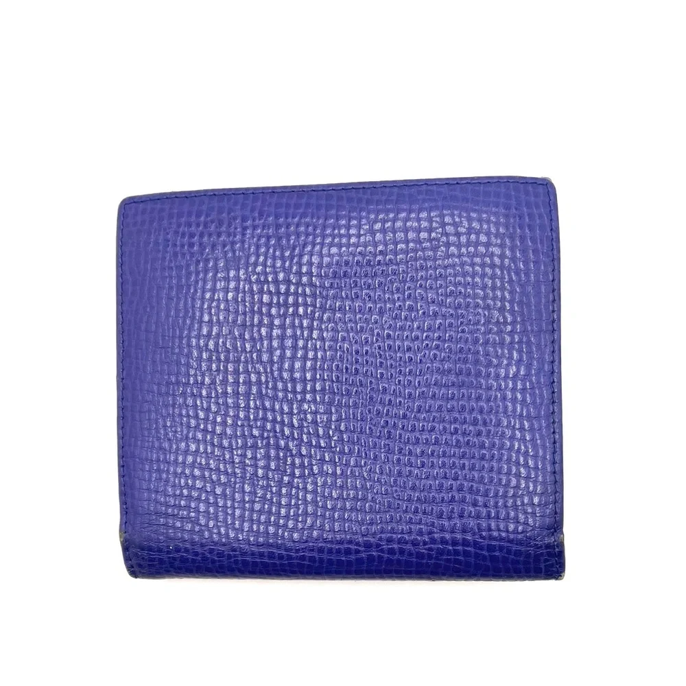 Authentic Christian Dior CD Logo Vintage Blue Leather Compact Bifold Wallet EUC